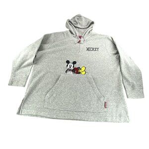 VTG 90's Mickey Mouse Gray Hoodie Sweatshirt Fleece  Womens+  22/24